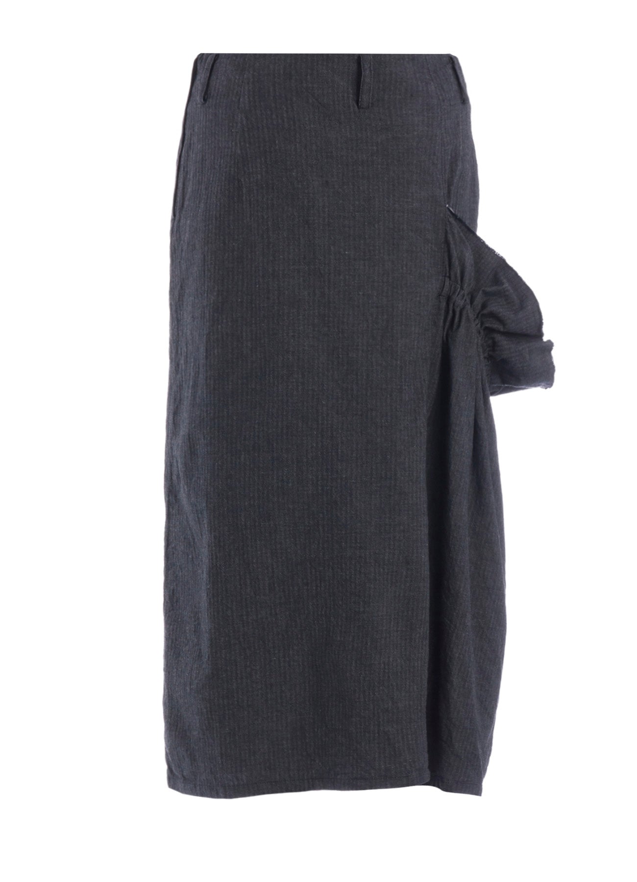 HERRINGBONE DENIM RIGHT SIDE GATHER SKIRT