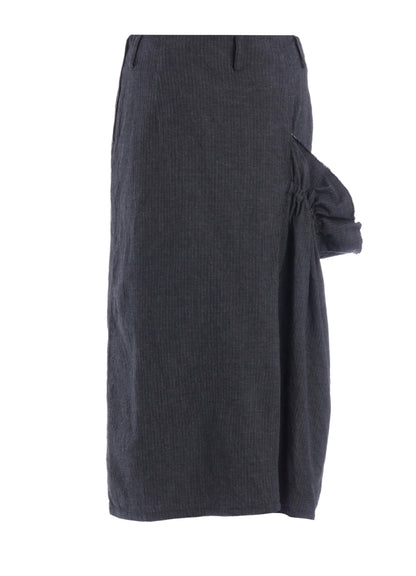 HERRINGBONE DENIM RIGHT SIDE GATHER SKIRT