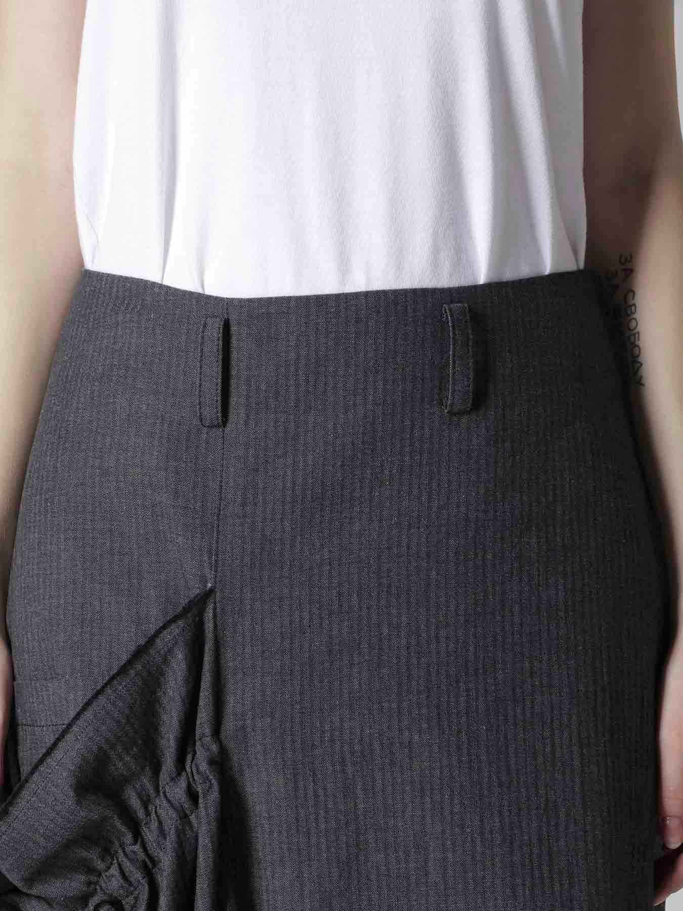 HERRINGBONE DENIM RIGHT SIDE GATHER SKIRT