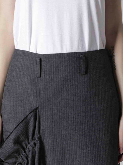 HERRINGBONE DENIM RIGHT SIDE GATHER SKIRT