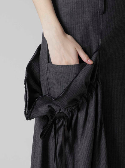 HERRINGBONE DENIM RIGHT SIDE GATHER SKIRT