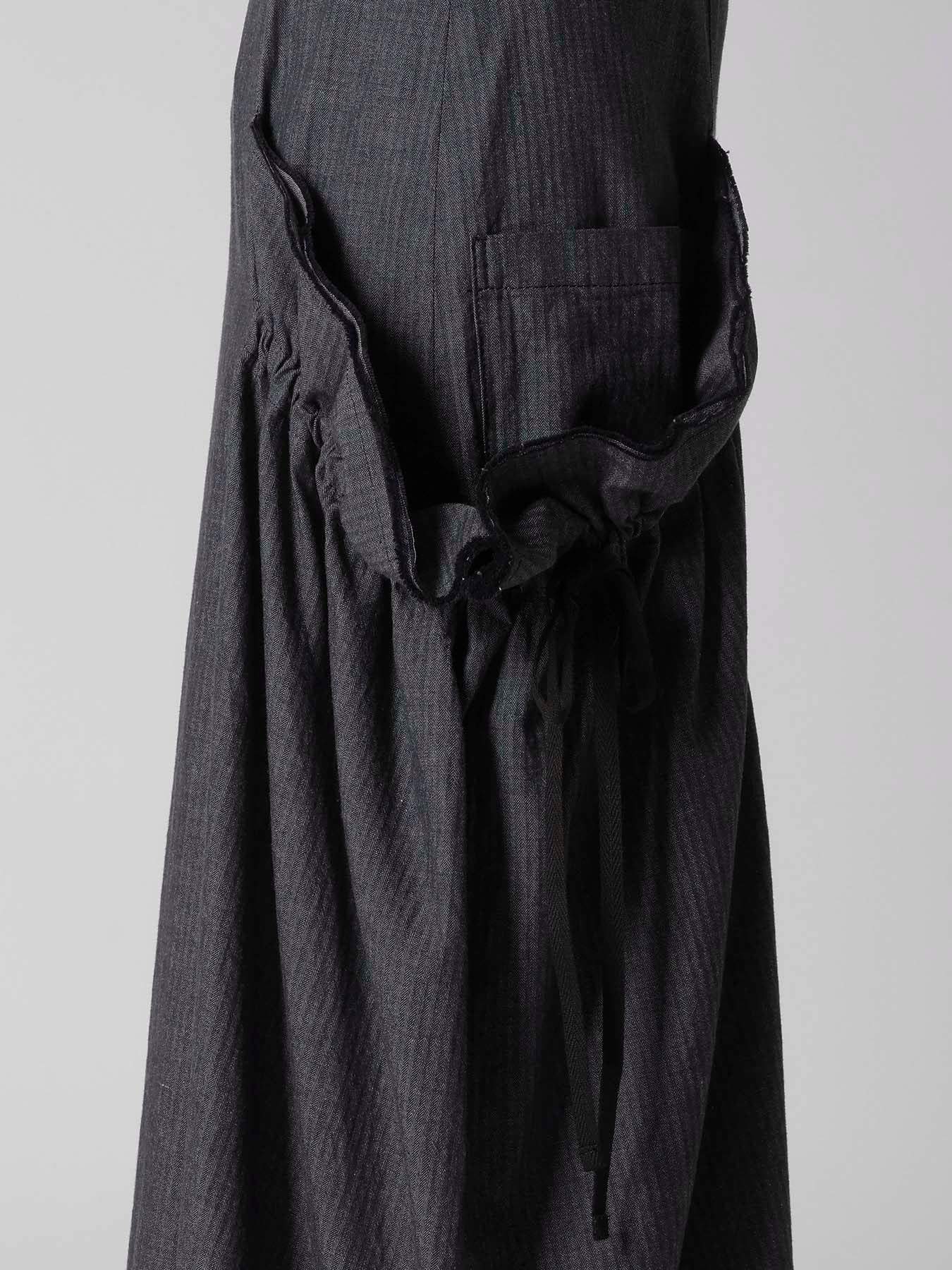 HERRINGBONE DENIM RIGHT SIDE GATHER SKIRT