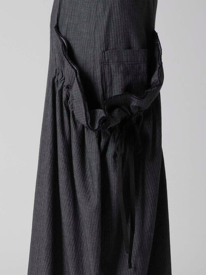 HERRINGBONE DENIM RIGHT SIDE GATHER SKIRT