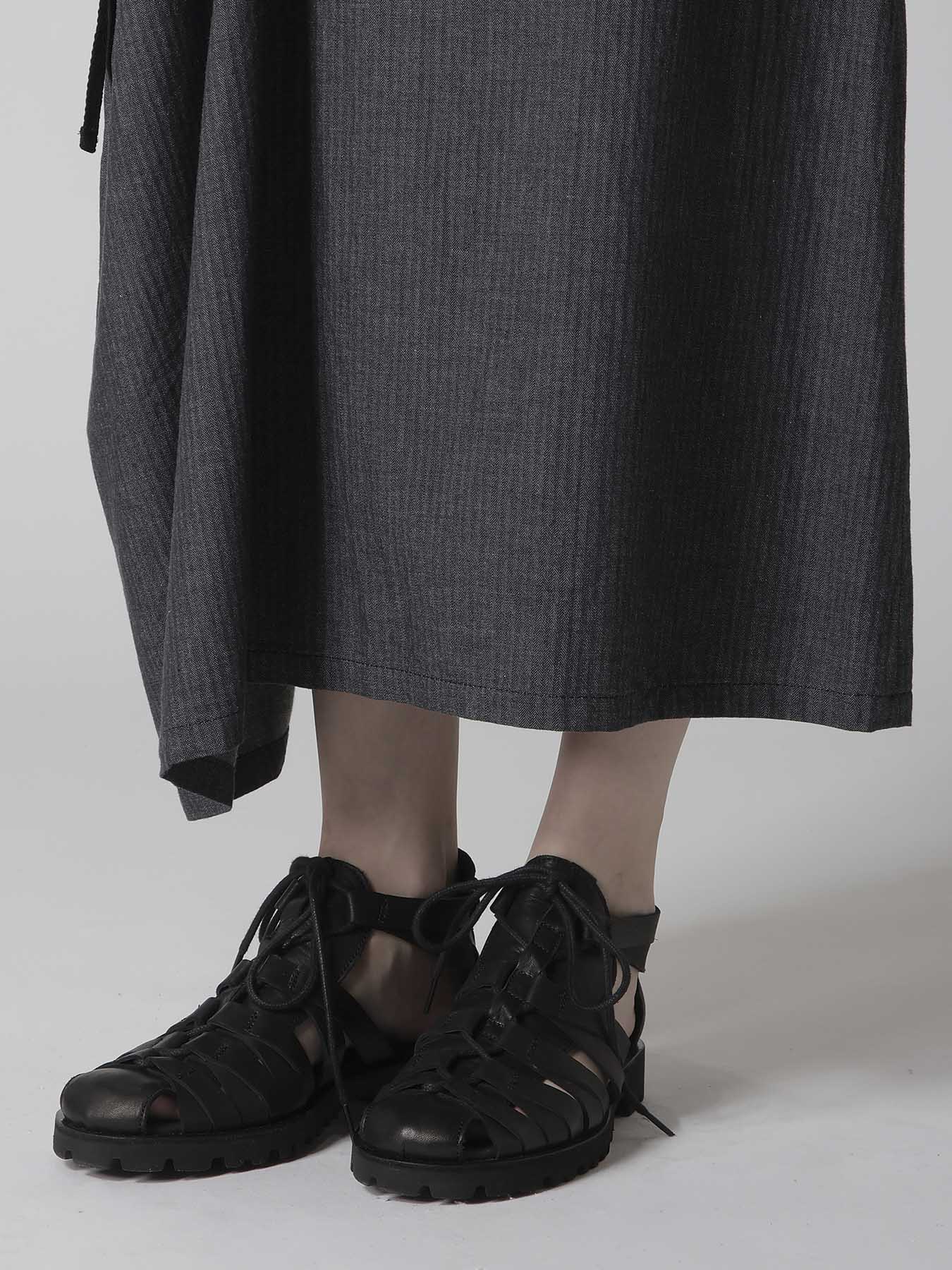 HERRINGBONE DENIM RIGHT SIDE GATHER SKIRT