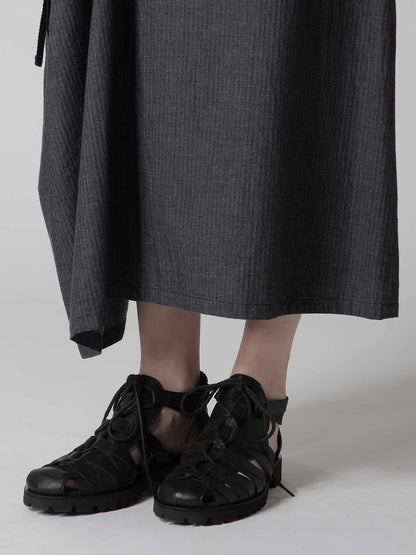 HERRINGBONE DENIM RIGHT SIDE GATHER SKIRT