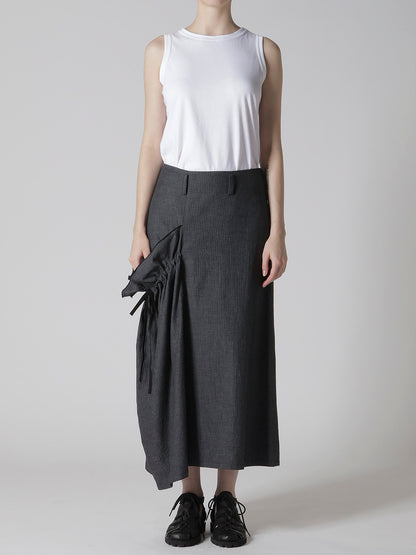 HERRINGBONE DENIM RIGHT SIDE GATHER SKIRT
