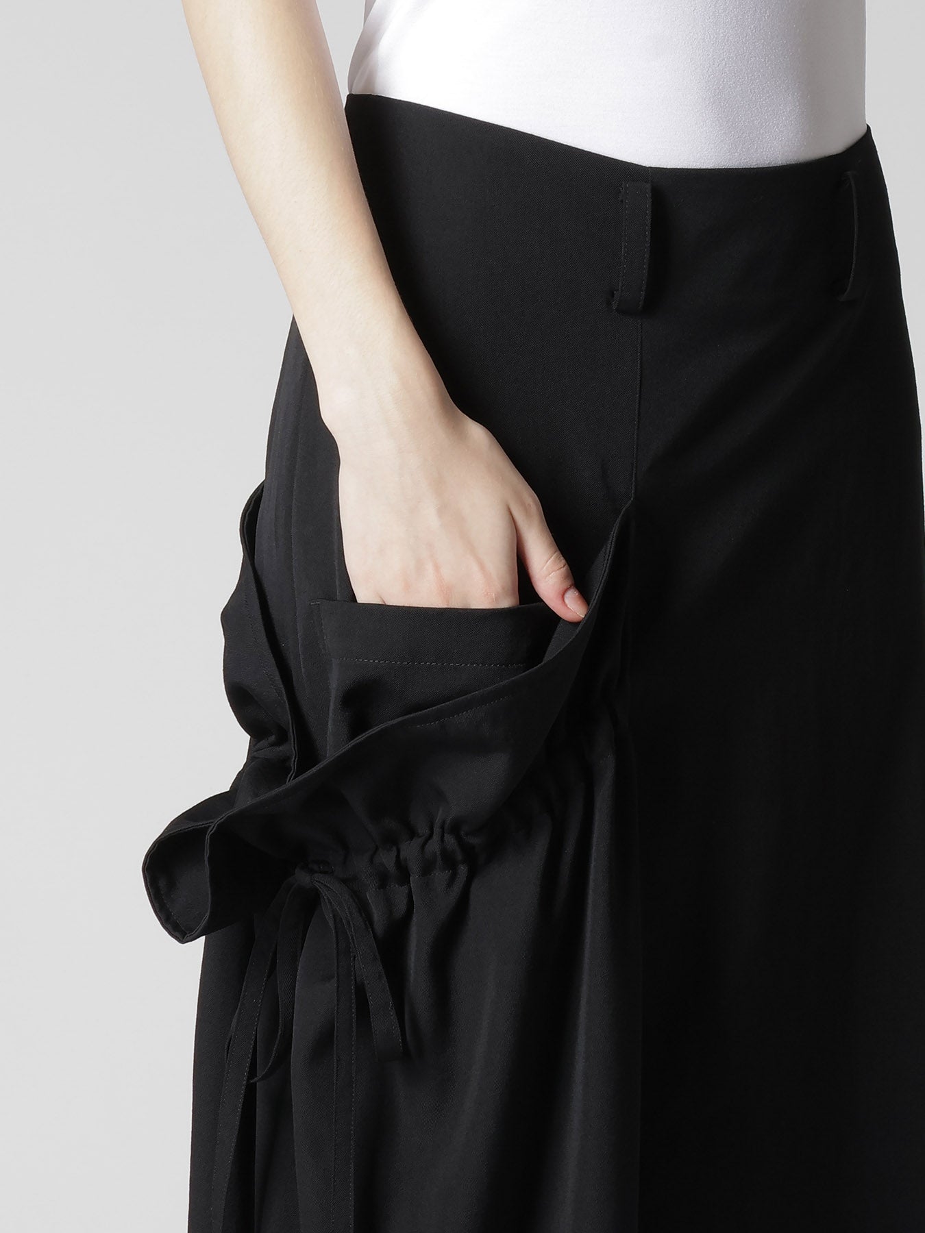 WOOL GABARDINE SIDE GATHERED SKIRT – THE SHOP YOHJI YAMAMOTO