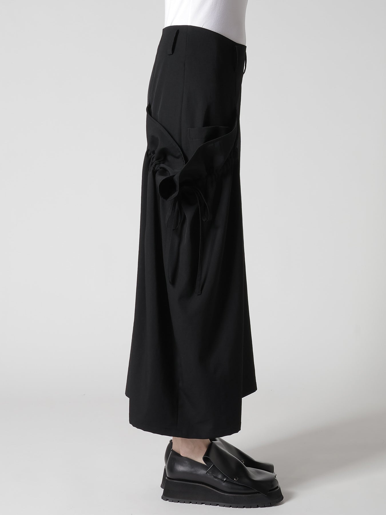WOOL GABARDINE SIDE GATHERED SKIRT – THE SHOP YOHJI YAMAMOTO