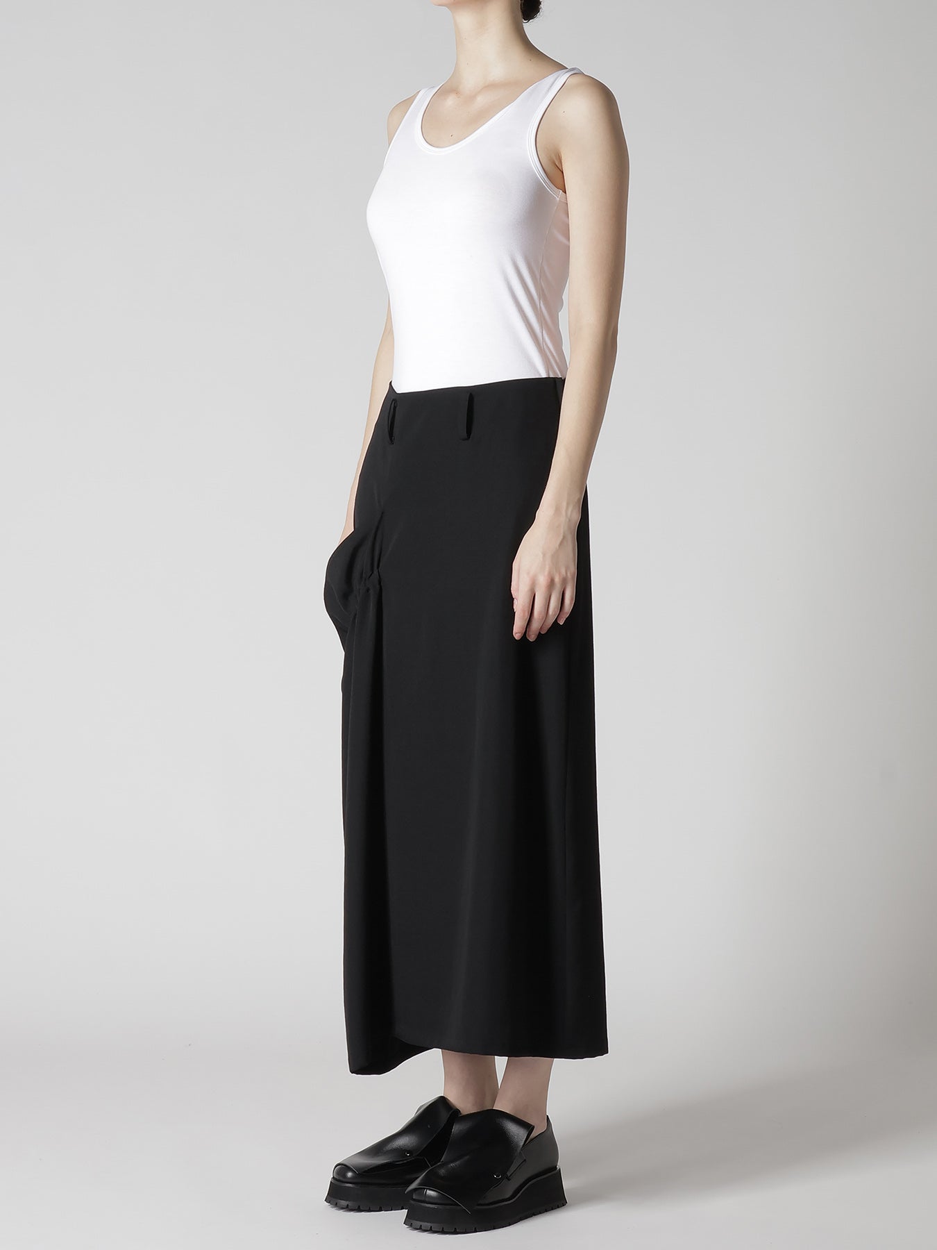 WOOL GABARDINE SIDE GATHERED SKIRT – THE SHOP YOHJI YAMAMOTO