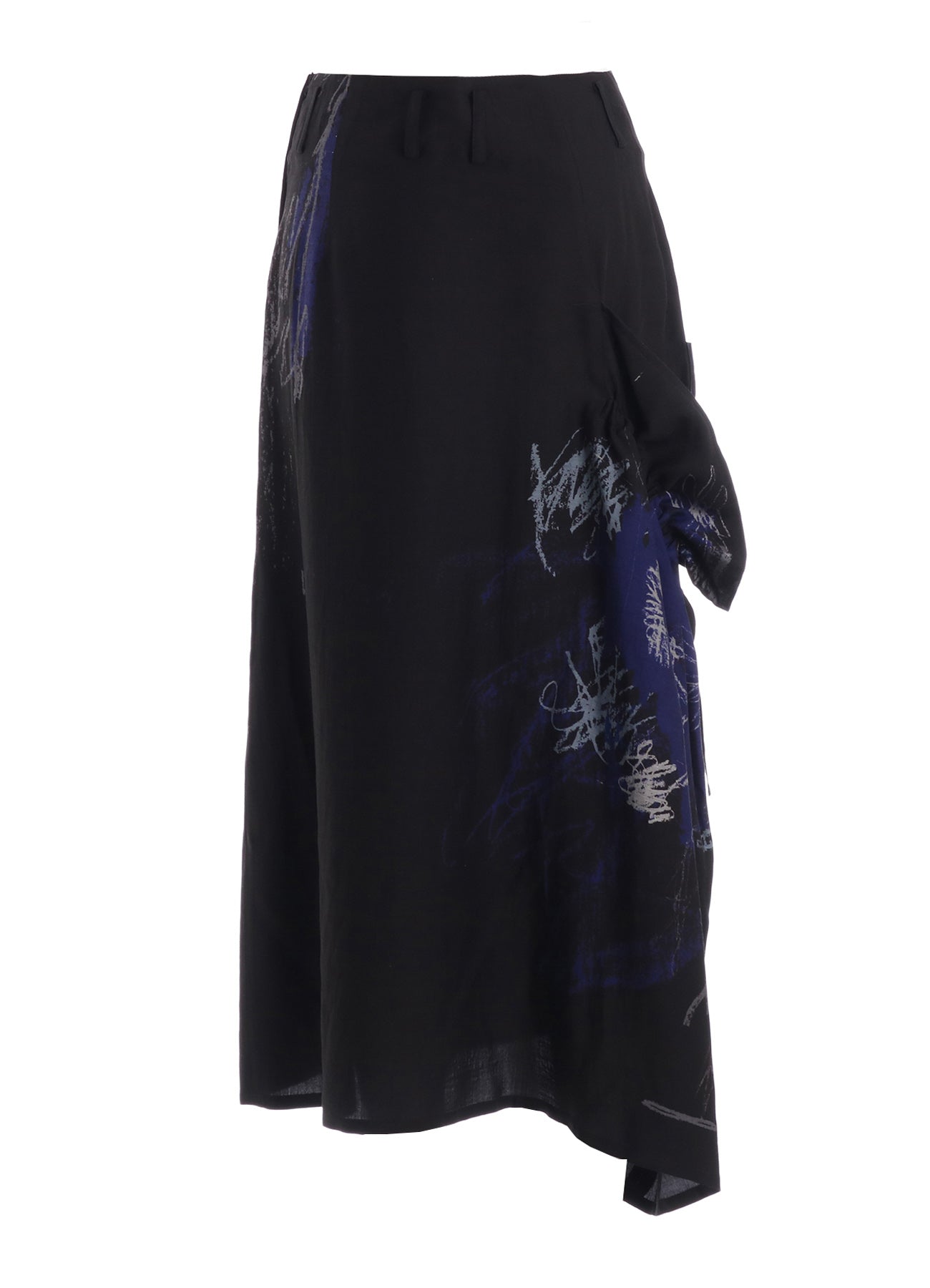 CUPRO/DUNGAREE TWILL GATHER SKIRT