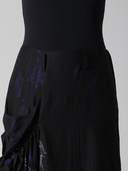 CUPRO/DUNGAREE TWILL GATHER SKIRT