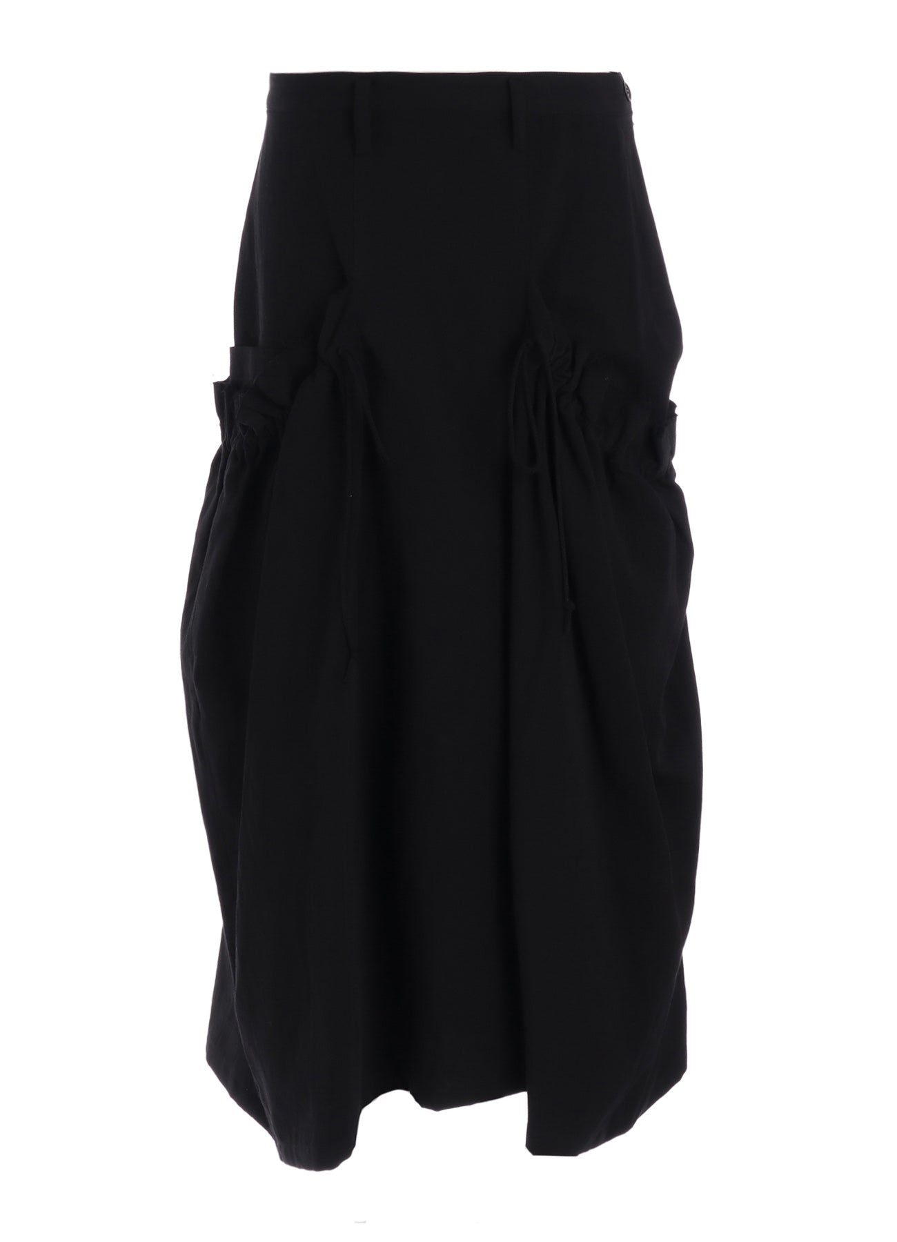 COTTON FLAX GABARDINE GATHER CLOTH SKIRT