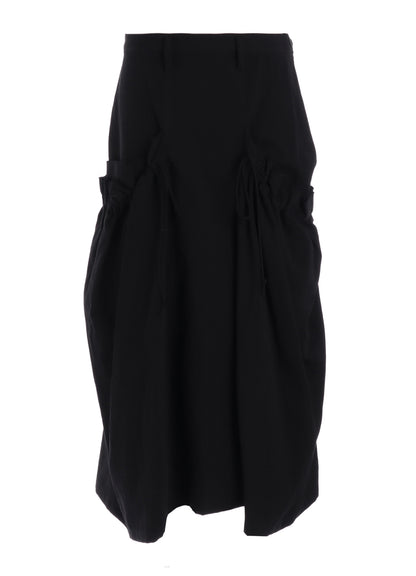 COTTON FLAX GABARDINE GATHER CLOTH SKIRT