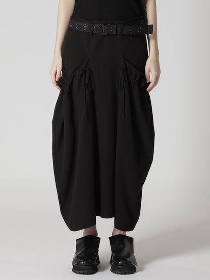 COTTON FLAX GABARDINE GATHER CLOTH SKIRT