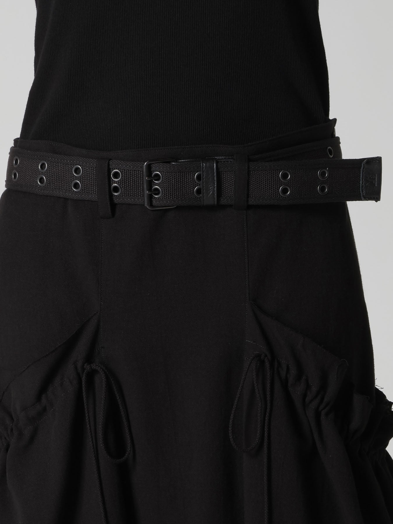 COTTON FLAX GABARDINE GATHER CLOTH SKIRT