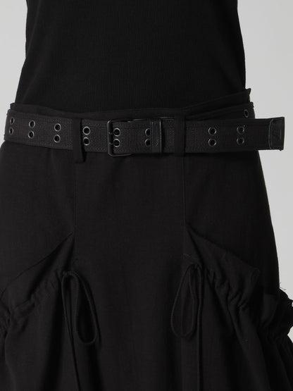 COTTON FLAX GABARDINE GATHER CLOTH SKIRT
