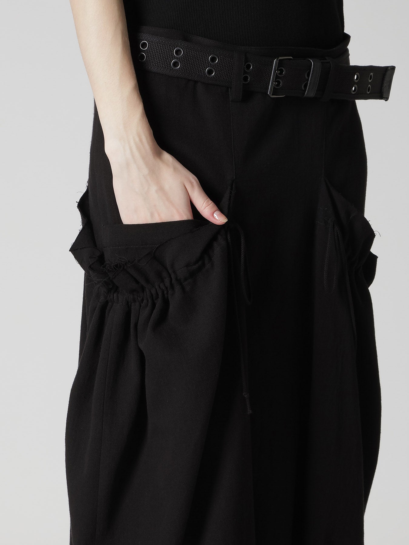 COTTON FLAX GABARDINE GATHER CLOTH SKIRT – THE SHOP YOHJI YAMAMOTO