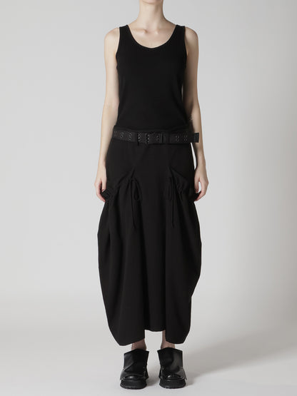 COTTON FLAX GABARDINE GATHER CLOTH SKIRT