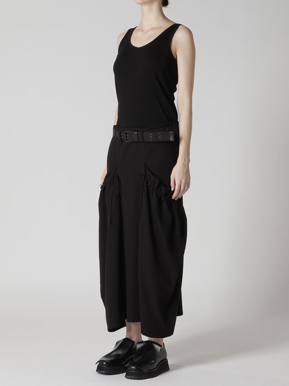 COTTON FLAX GABARDINE GATHER CLOTH SKIRT