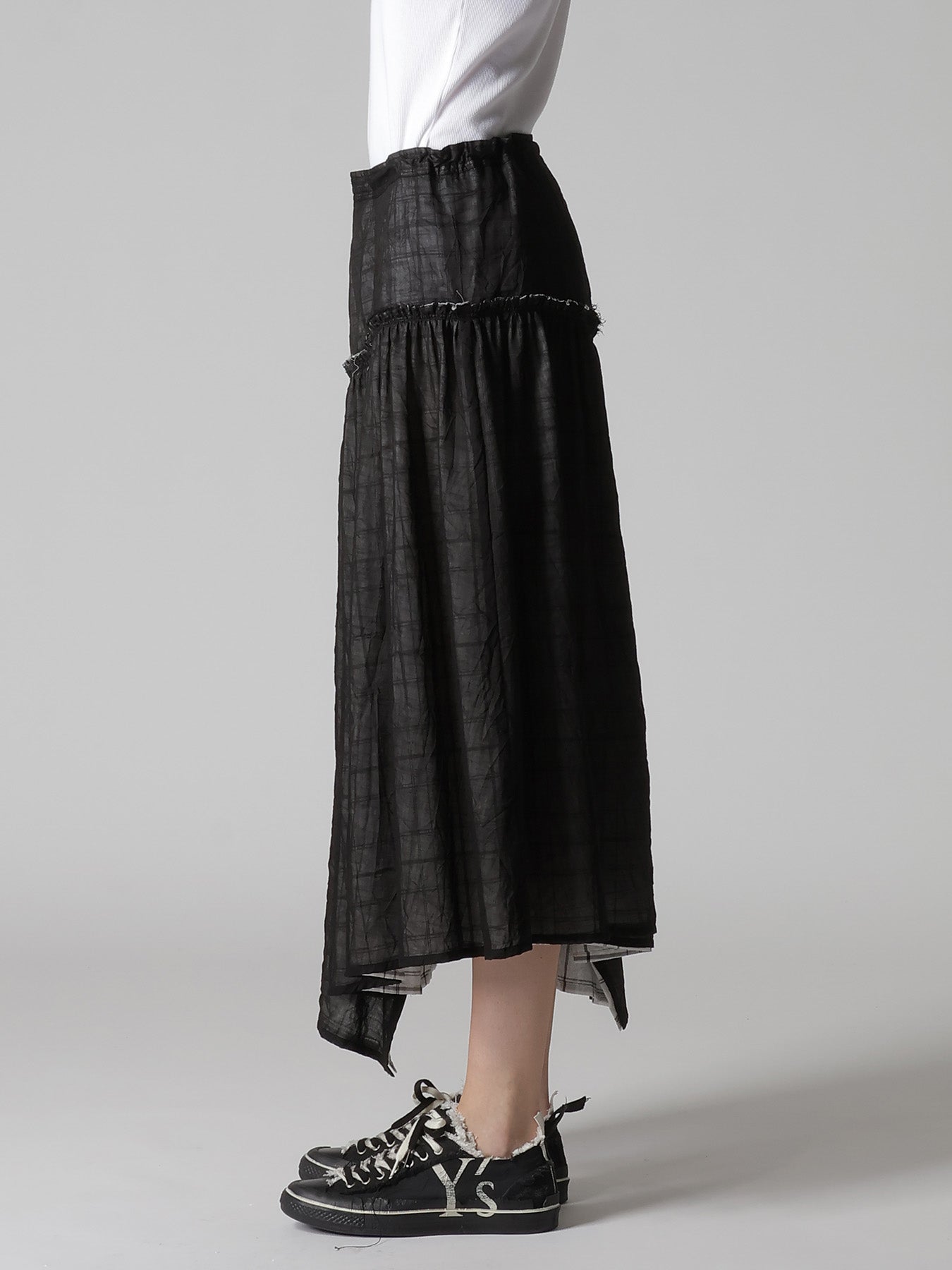 SHEER COTTON-LINEN PLAID LAYER SKIRT – THE SHOP YOHJI YAMAMOTO