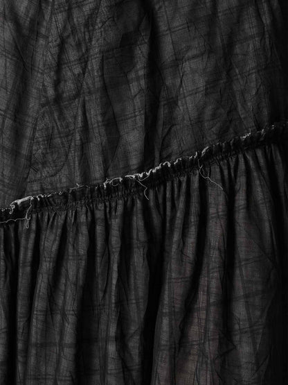 SHEER COTTON-LINEN PLAID LAYER SKIRT