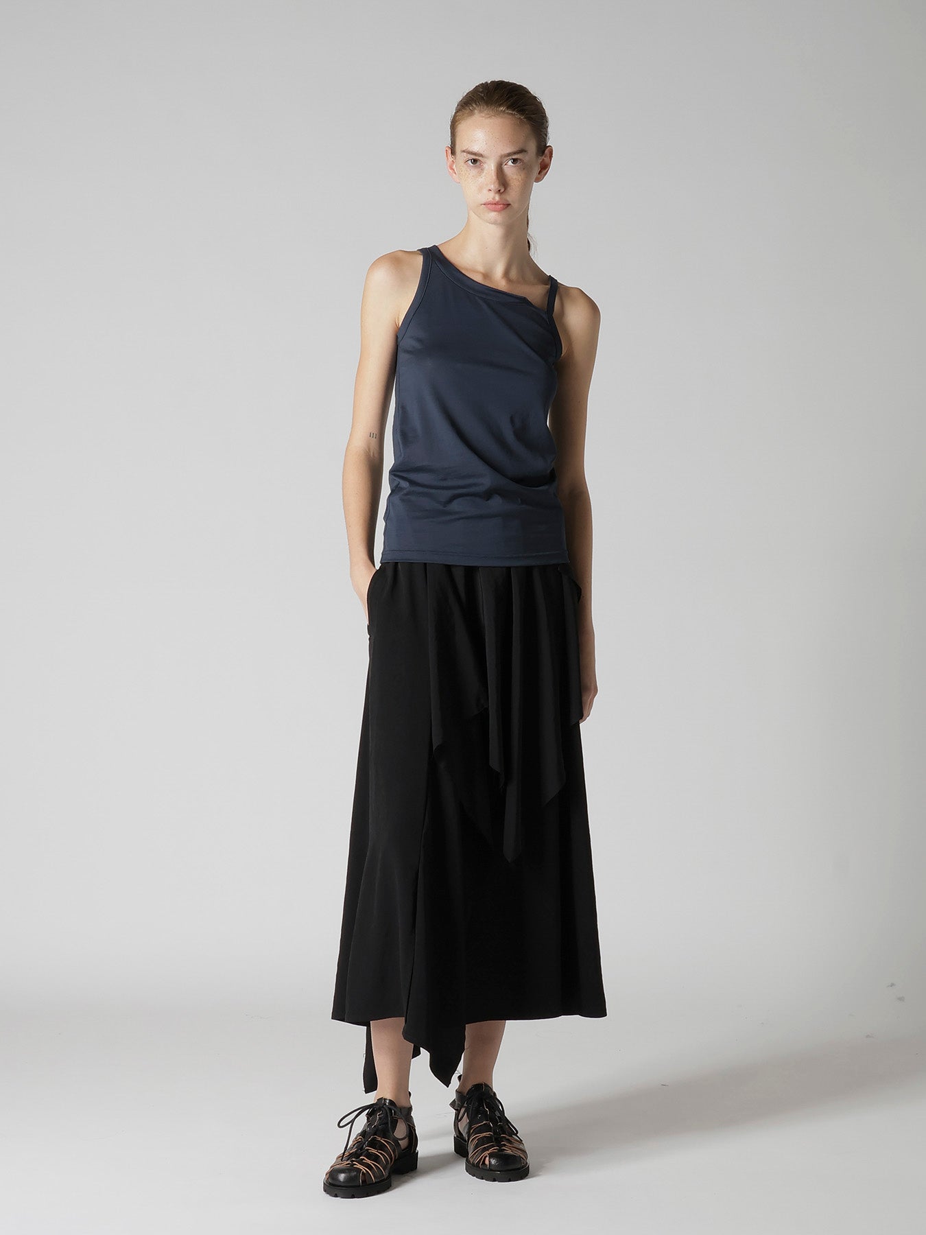TA/PE CREPE DE CHINE DRAPE SKIRT