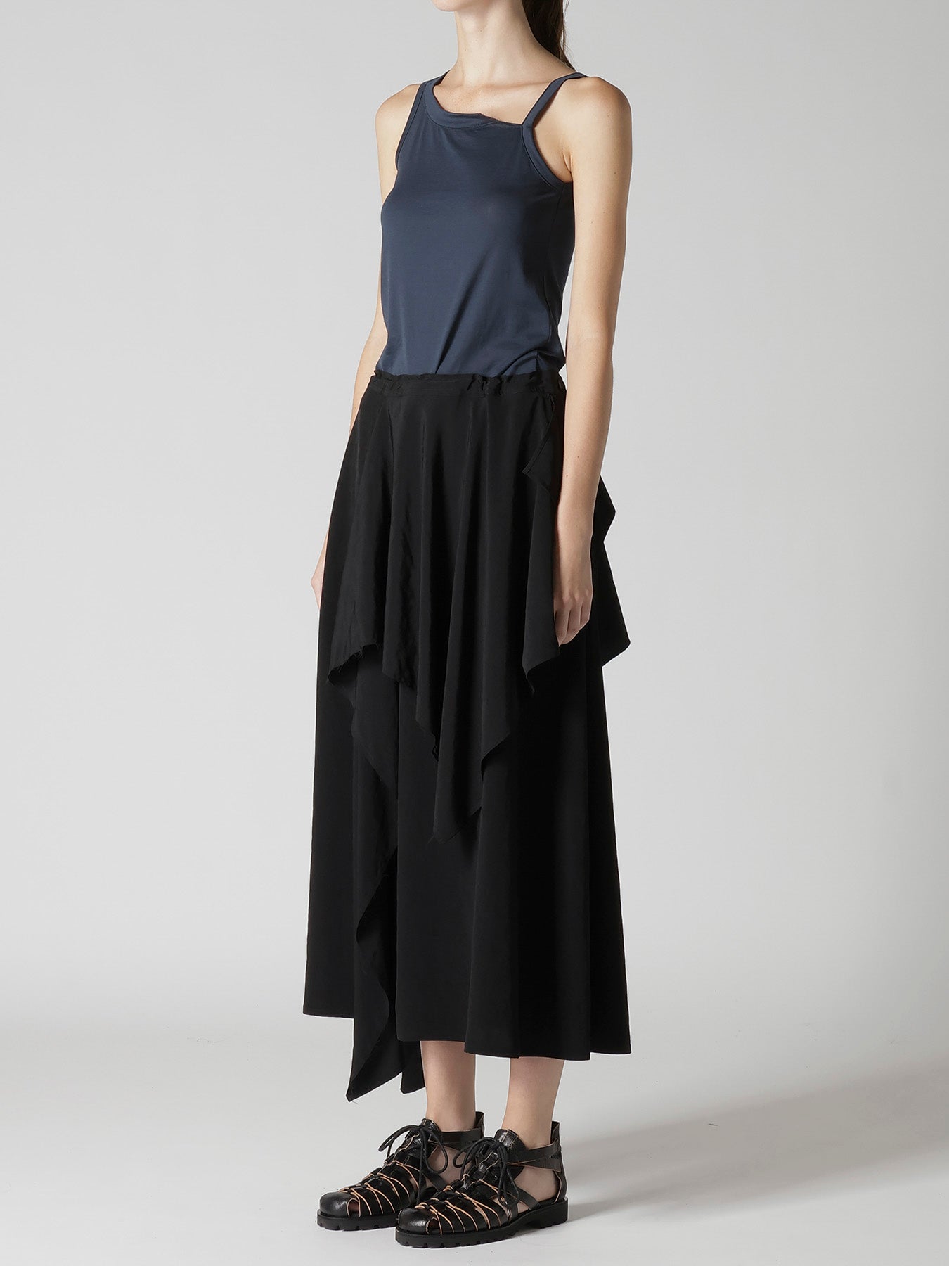 TA/PE CREPE DE CHINE DRAPE SKIRT