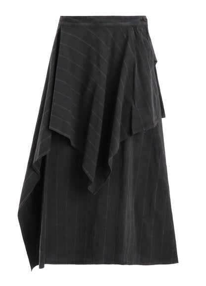 COTTON PLAID DRAPE SKIRT