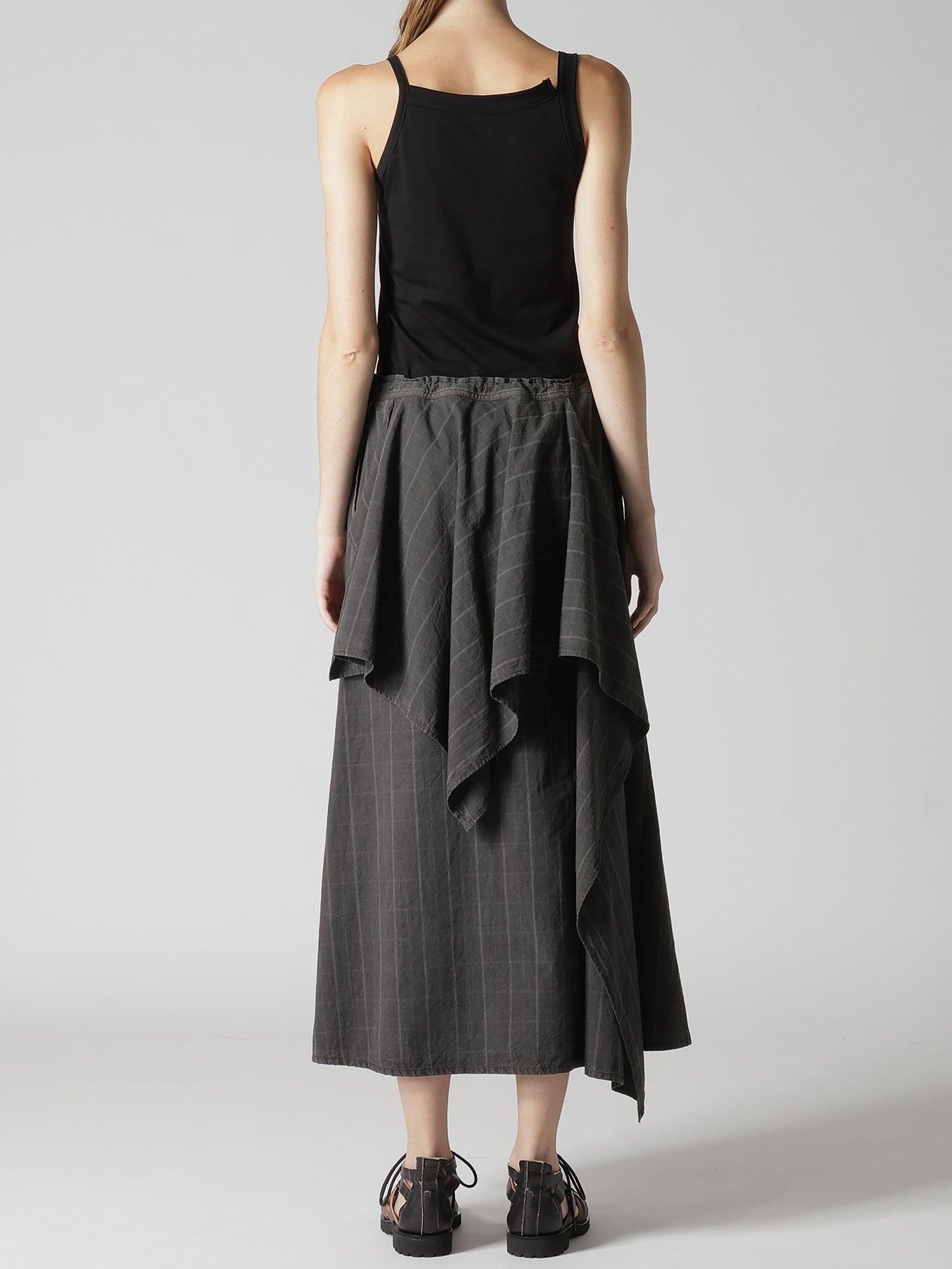 COTTON PLAID DRAPE SKIRT