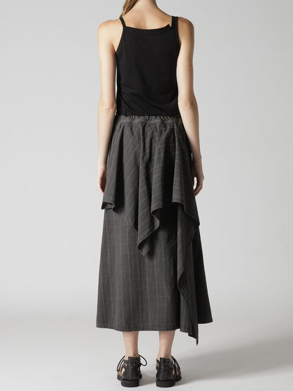 COTTON PLAID DRAPE SKIRT