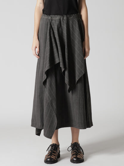 COTTON PLAID DRAPE SKIRT