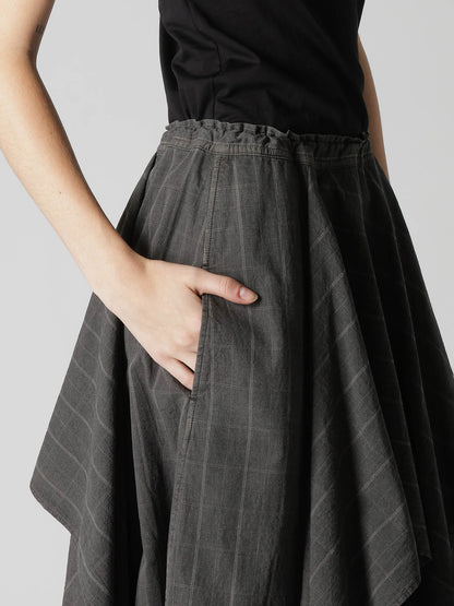 COTTON PLAID DRAPE SKIRT