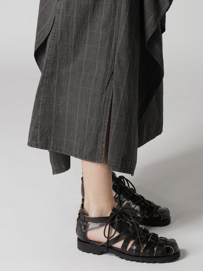 COTTON PLAID DRAPE SKIRT