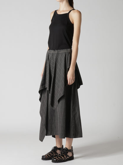 COTTON PLAID DRAPE SKIRT