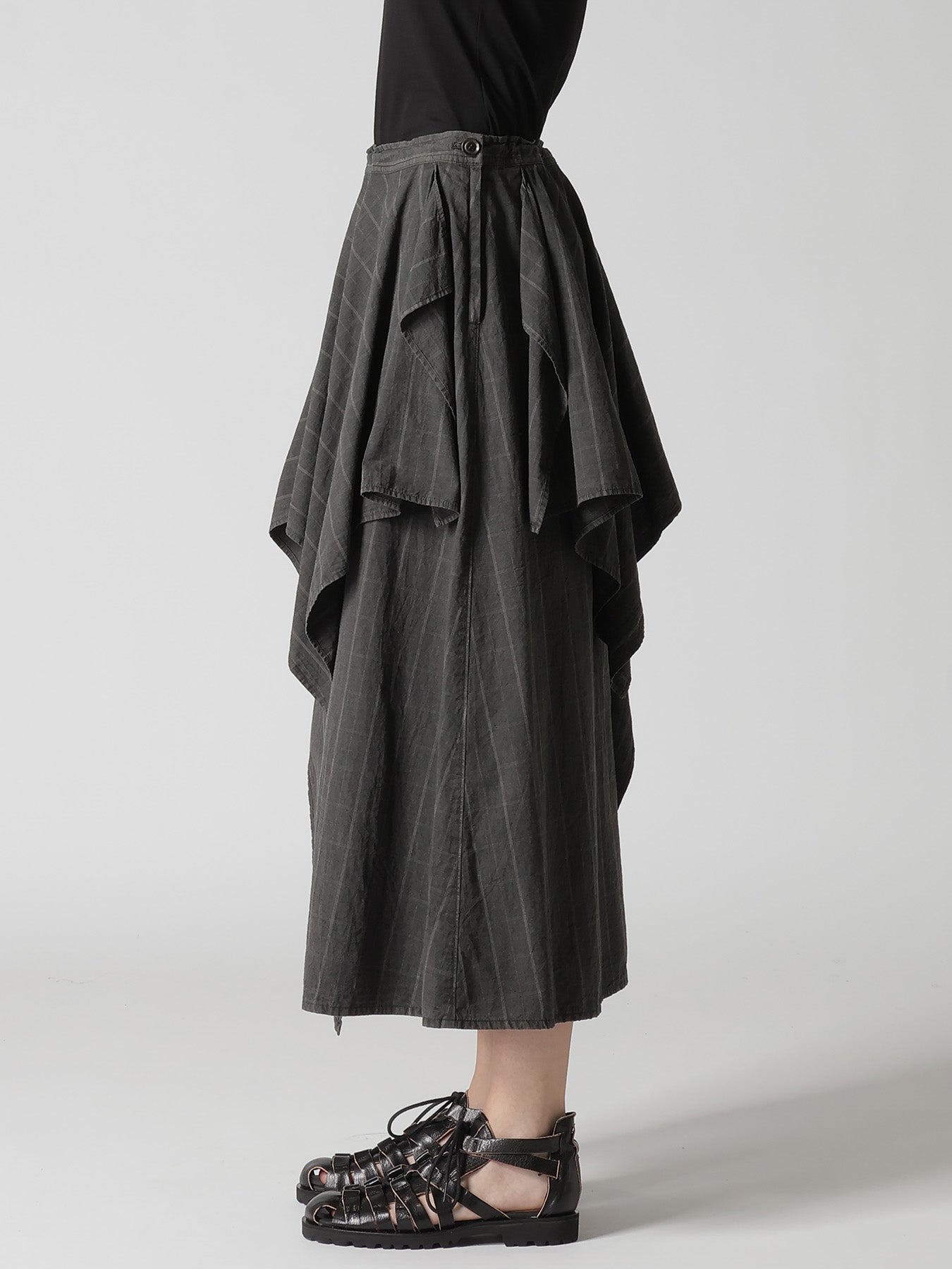 COTTON PLAID DRAPE SKIRT