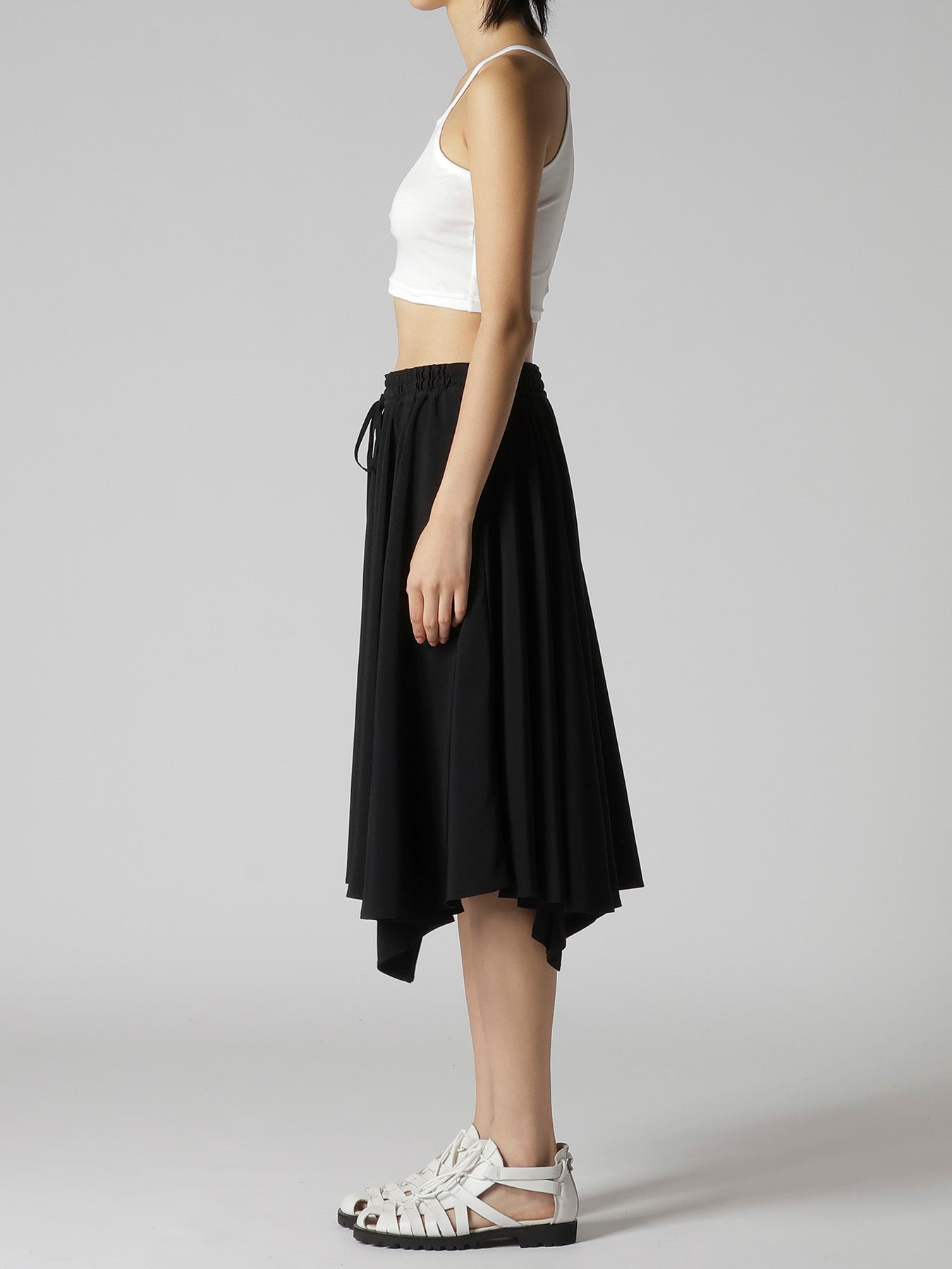 TA/PE CREPE DE CHINE FLARE GATHER SKIRT