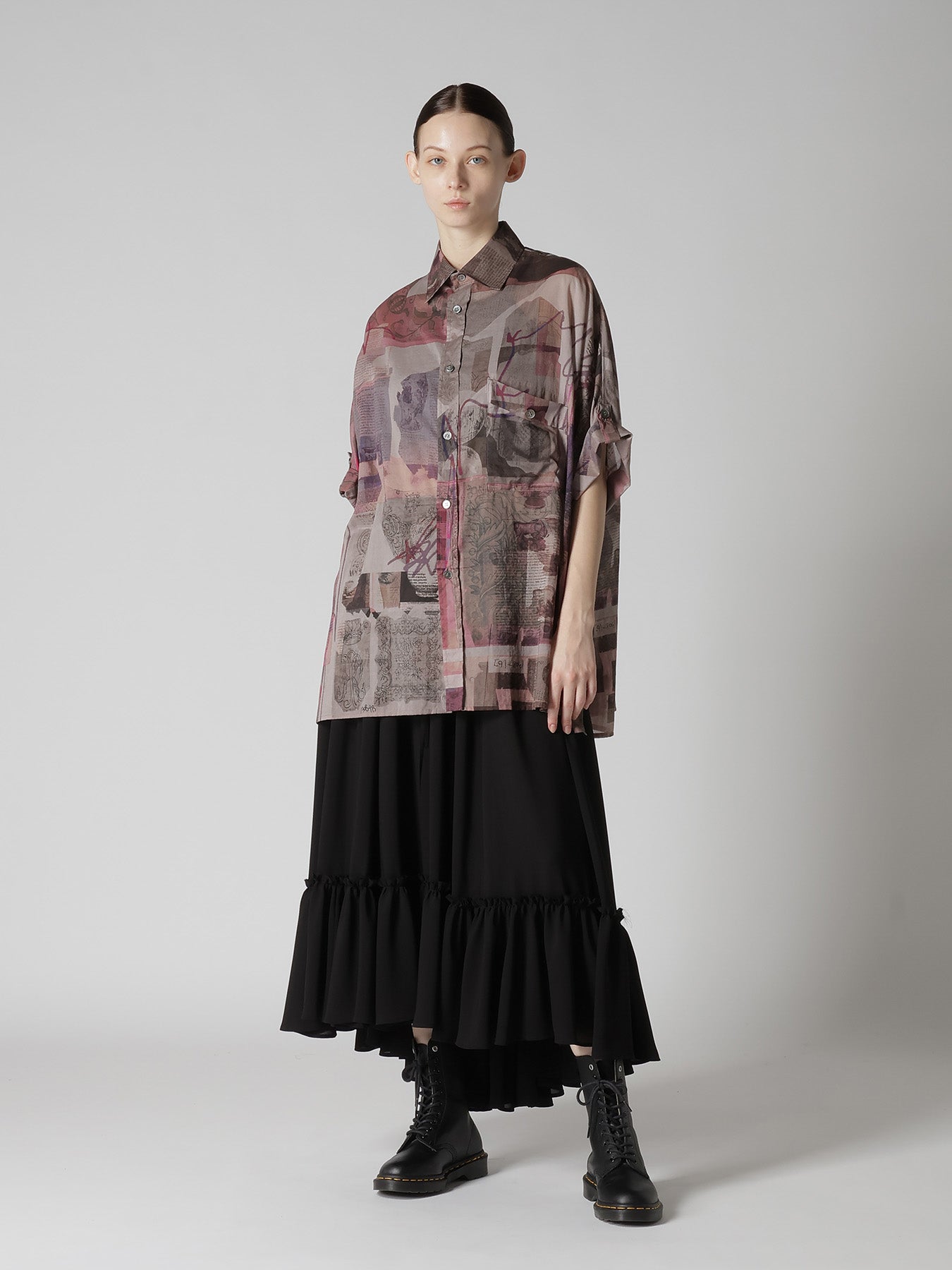 TA/PE GEORGETTE TIERED GATHERED SKIRT