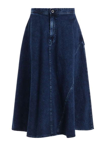 8OZ DENIM CHEMICAL WASH POCKET FLARE SKIRT