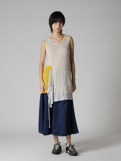 8OZ DENIM CHEMICAL WASH POCKET FLARE SKIRT