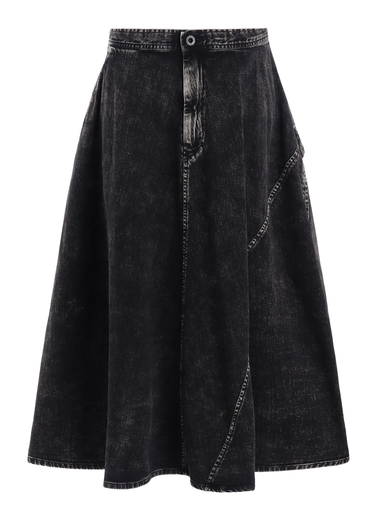 8OZ DENIM CHEMICAL WASH POCKET FLARE SKIRT