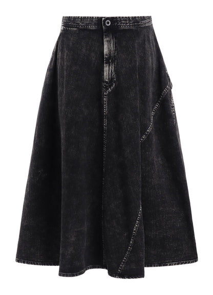 8OZ DENIM CHEMICAL WASH POCKET FLARE SKIRT