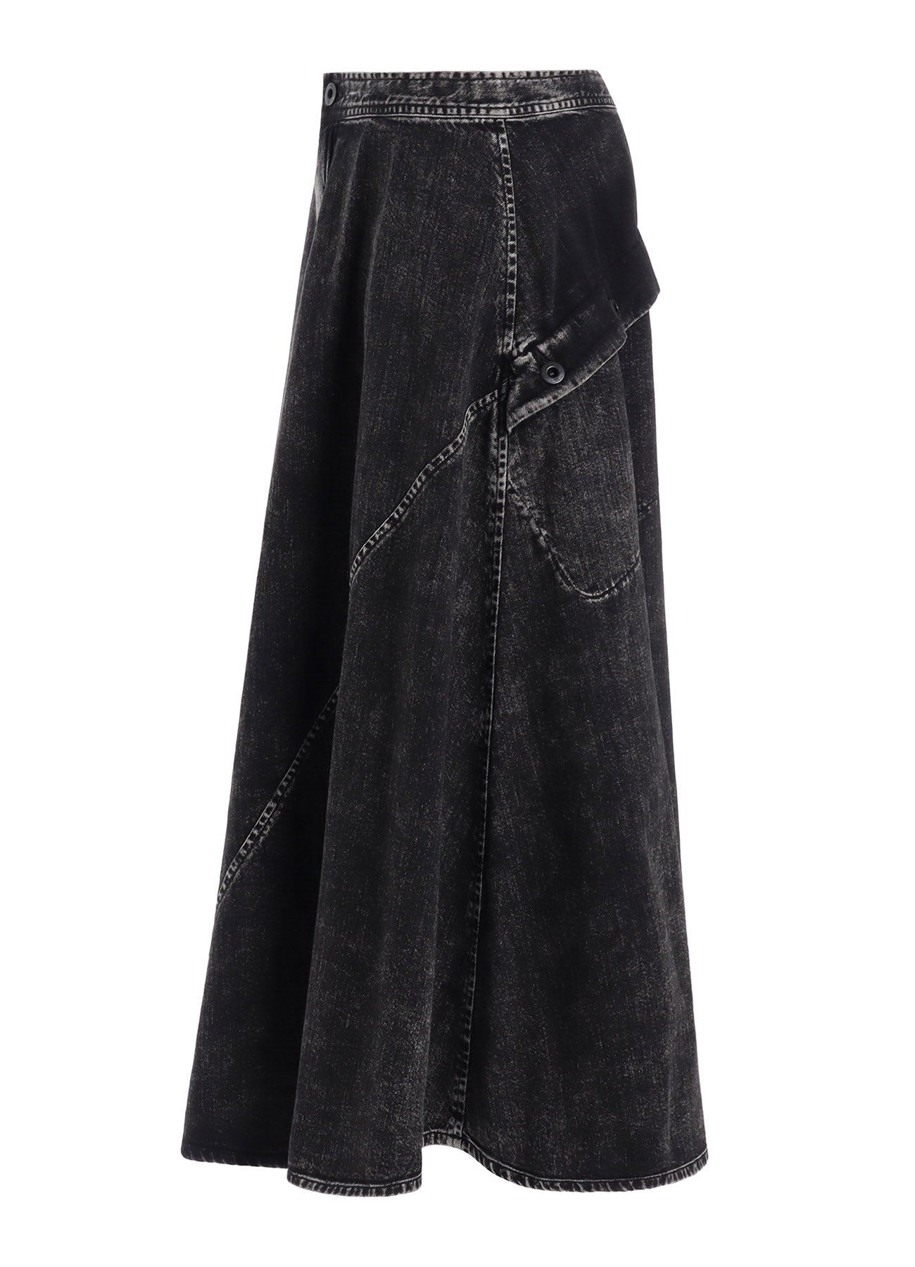 8OZ DENIM CHEMICAL WASH POCKET FLARE SKIRT