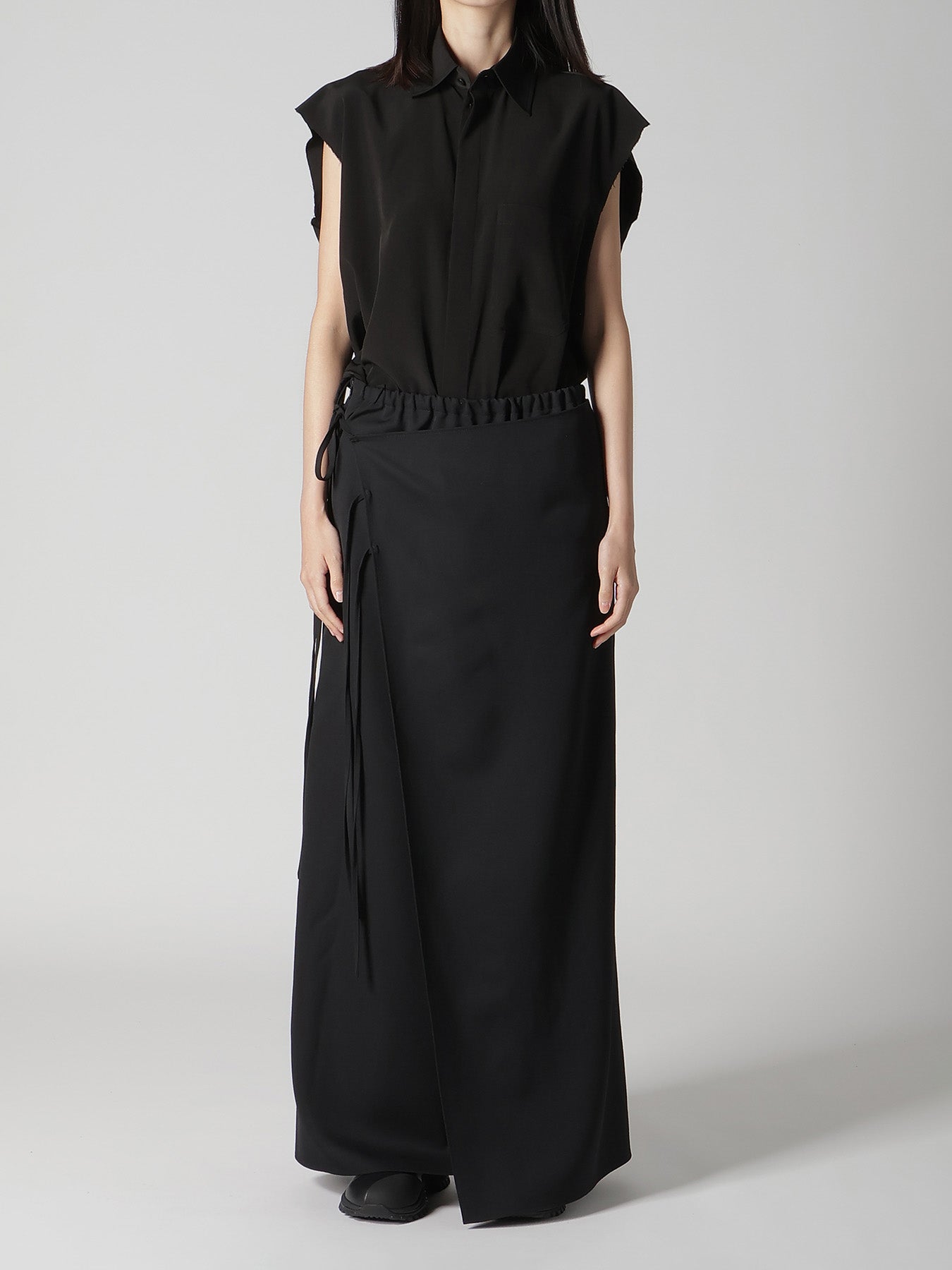 WOOL GABARDINE WRAP SKIRT