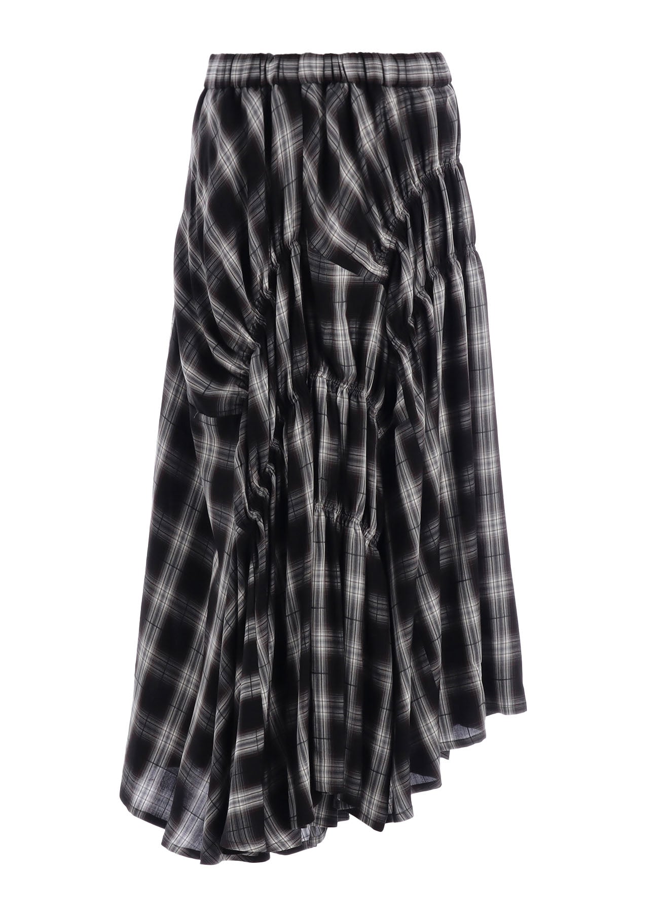 CUPRO SPUN PLAID GATHER SKIRT