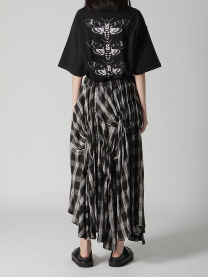 CUPRO SPUN PLAID GATHER SKIRT