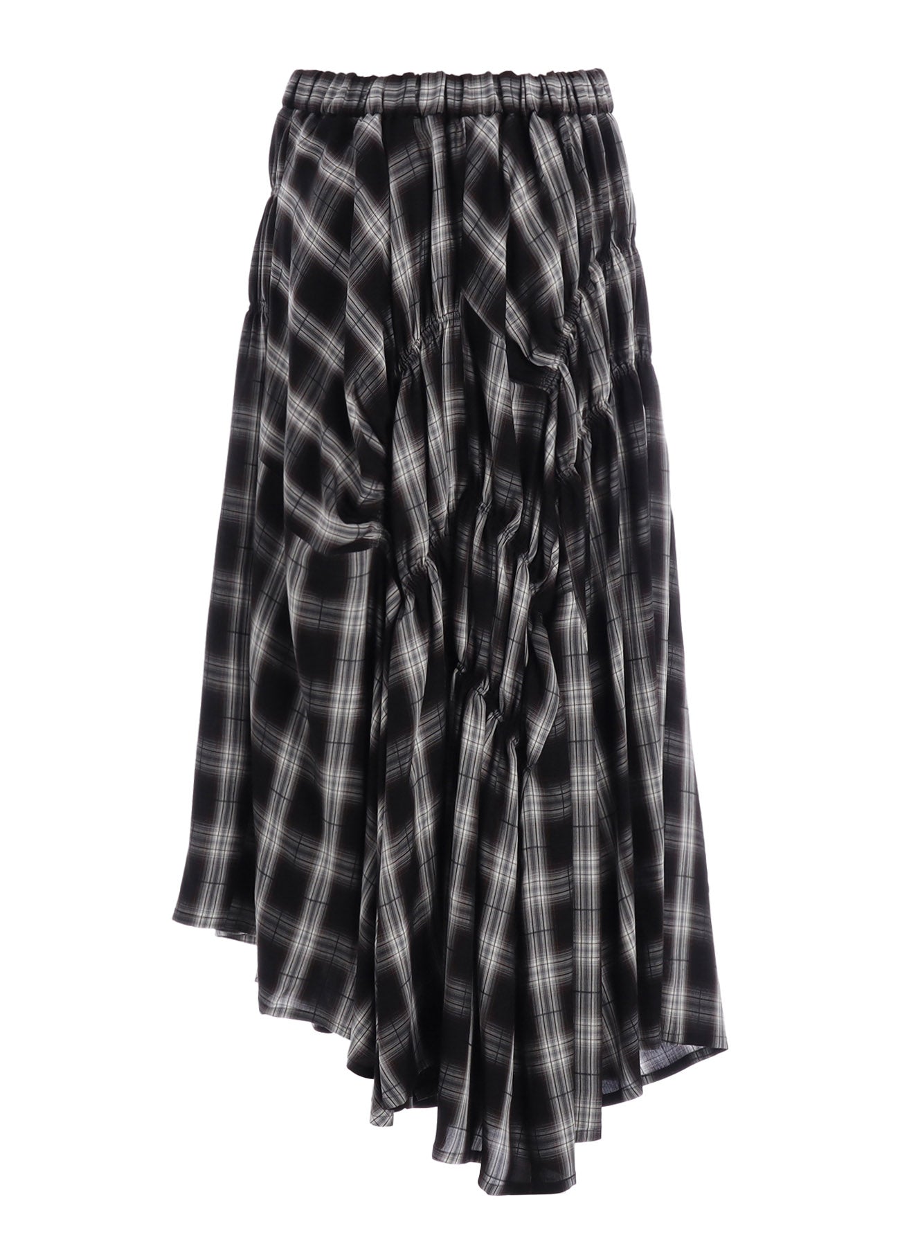 CUPRO SPUN PLAID GATHER SKIRT