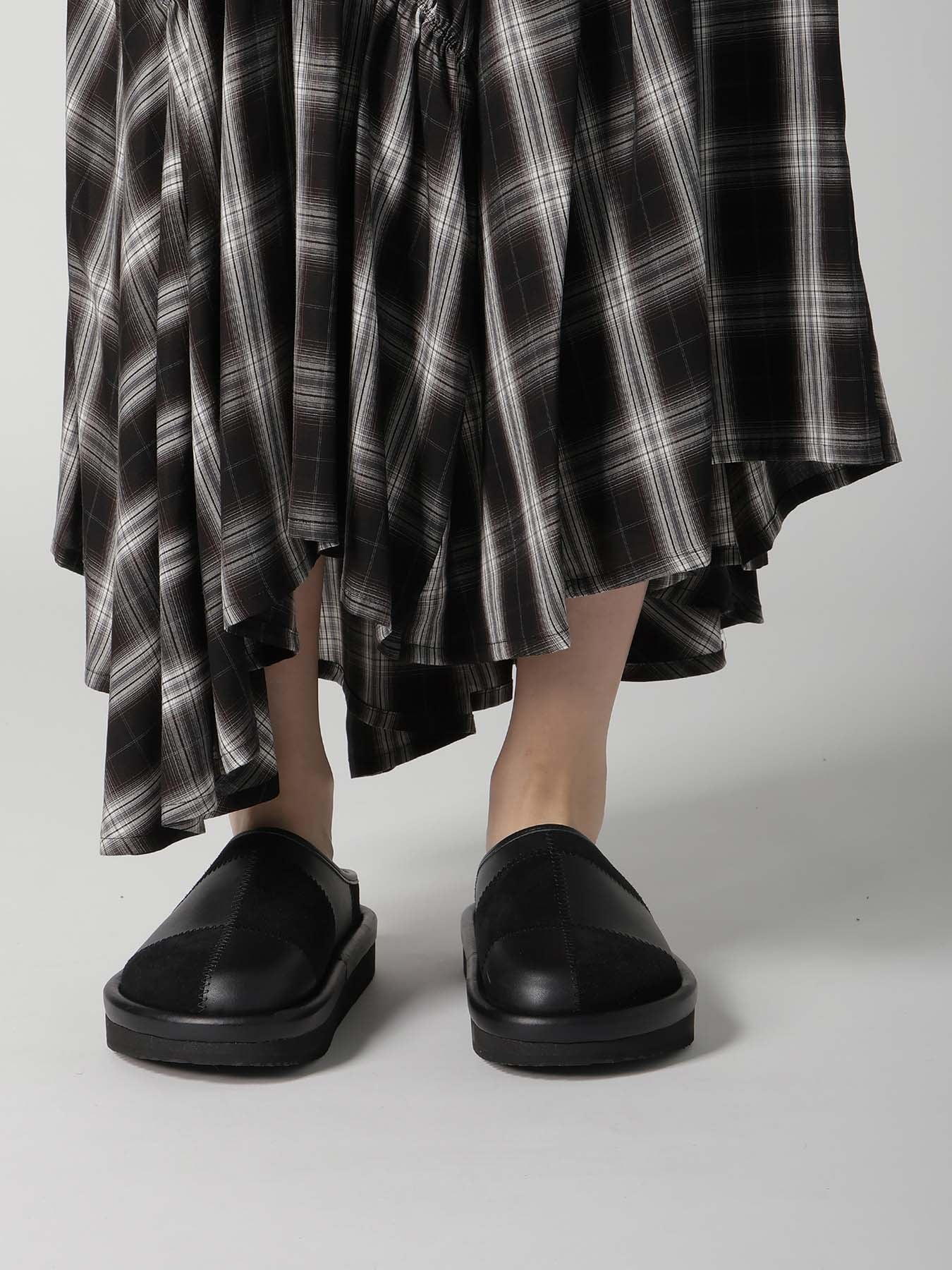 CUPRO SPUN PLAID GATHER SKIRT