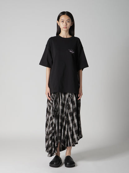 CUPRO SPUN PLAID GATHER SKIRT