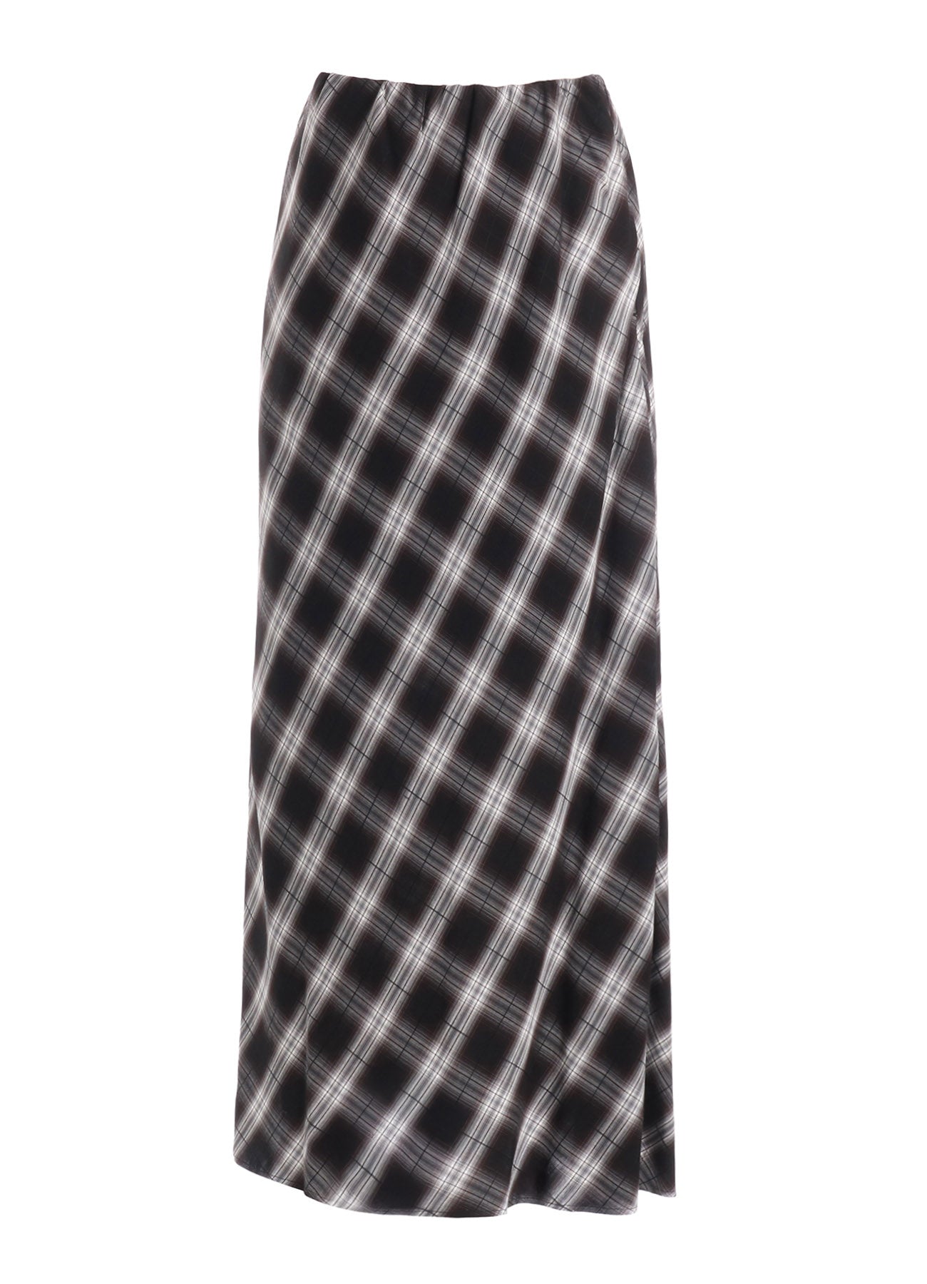 CUPRO SPUN PLAID ELASTIC WAIST SKIRT
