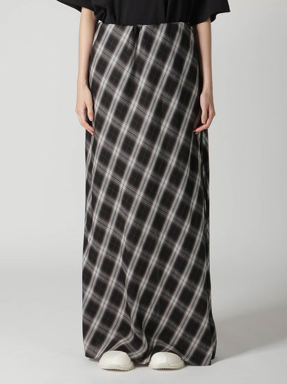 CUPRO SPUN PLAID ELASTIC WAIST SKIRT